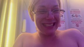 Explosive squirt and pussy spread in the airplane toilet