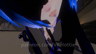 Blue Haired Devil Succubus in Straps Blindfold Rides For Senpai Tattoos POV Lap Dance Hentai Robe