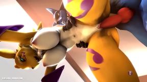 Lucario Fucks Renamon in Exciting Yiff Pokemon Digimon Hentai Action