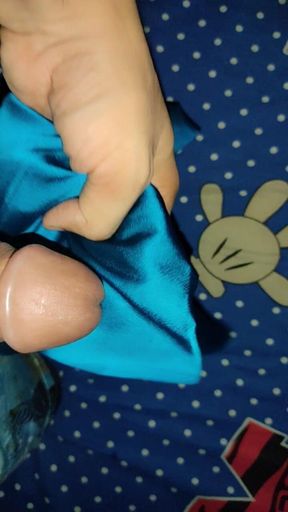 Satin Silk Handjob Porn - Cum in Blue Satin Silky Suit of Nursing Staff 8