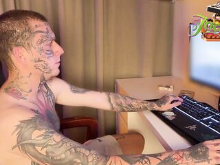 Sexy punk angel interrupts his Minecraft game with coarse sex
