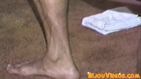 Kinky ebony hunk masturbates his hard cock in vintage solo