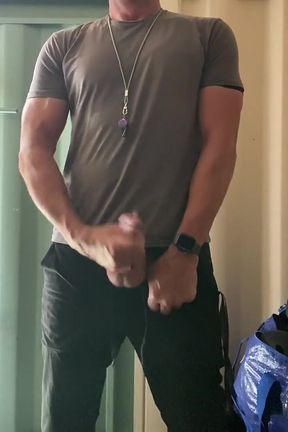 Jockdad87 Shoots a Load of Cum All Over the Equipment Closet