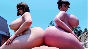 Velma and Mei Threesome Assjob