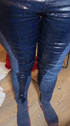 Massive flood directly into merino base layers with tight dark denim on the outside layer