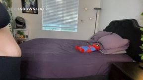 Squashing Mr Plushy!