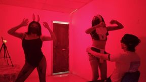 The Birthday Boy Receives a Sexual Fantasy Dance. Two Women Turn Him on Dancing.