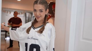 Thick blonde bends on the table and gets fucked in POV