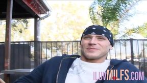 Golden tan milf enjoys deep penetration in her pierced shaved slit