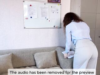 This guy Came All Over Her Hot Booty in Her Office Panties