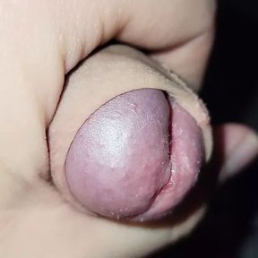 Slowly stroking my big cock up close