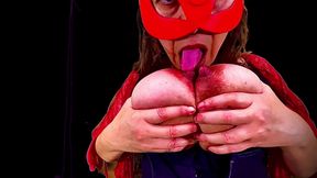 Self Sucking and Shaking Tits