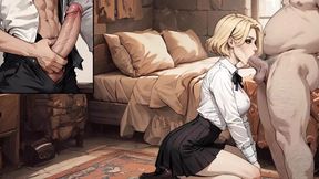 College of Mysteria: Boyfriend Jerking off and Watch His Girl Sucking of the Dorm Master They Made Her a Cum Slut - Episode 8