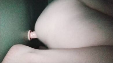 Tight dildo traps daring, unbound pussy re