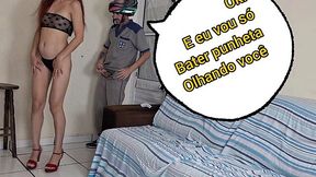 Barely covered wife takes delivery from biker hubby