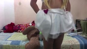 Girl making sex with teddy bear