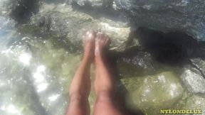 Black Pantyhose Sea Adventure. Nylondelux