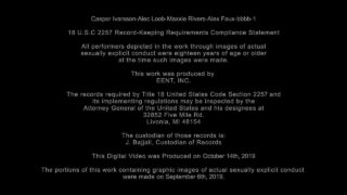 Orgy, bareback, group sex, gangbang – college teen Alec Loob, Alex Faux, Casper Ivarsson and Maxx Rivers, assfucked