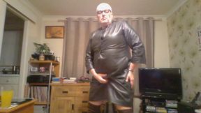 Wanking in a Leather Dress