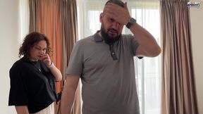 shy tiny girl’s first hard anal – ass destroyed by huge cock in rough threesome on set!