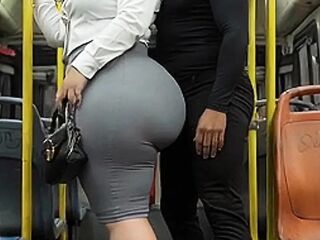 "Masked Secretary big beautiful woman Gets Booty Crammed on Crowded Public Bus"