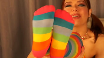 Cum on My Striped Thigh-High Socks Jerk Off Encouragement