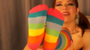 Cum on My Striped Thigh-High Socks Jerk Off Encouragement