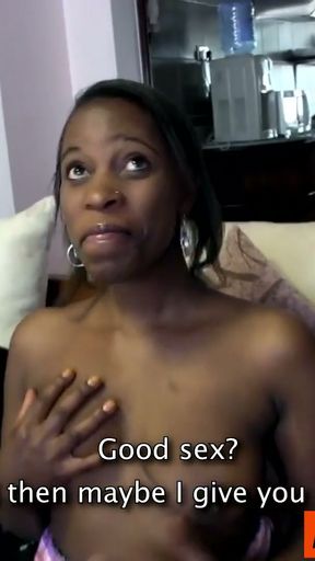 Amateur Black MILF Down To Sloppy Suck Big White Cock Producer To Get Job   Clip 1