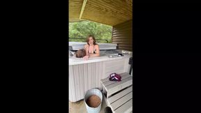 Naughty&#x1F608; blonde cutie gets pounded in the hot tub for her very first group bang