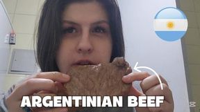 Argentinian Beef Chewing - Juicy Bites Close-Up