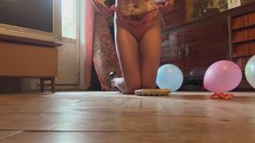 Nastya hard crush cake and ballons pop sexy ass + high heels very hot