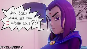 Raven conjures a futa cock and then ass fucks starfire