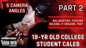 19-Year Old College Twink Caleb Gets No Mercy Tickled, Ballbusted, and Post Orgasm Milked (Part 2)