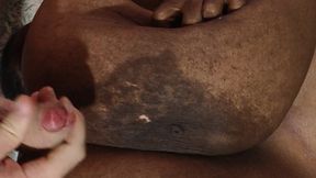 Reverse Tittyfuck Cumshot over giant 52LL cup Doreen boobs pov 4k