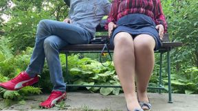Hot MILF with a gorgeous ass inserts a pad outdoors while I watch