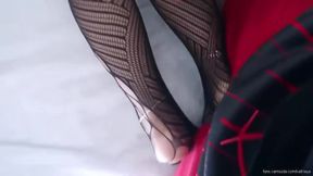 Morena Black - Morena In Black Fishnets Teases With Her Big Beautiful Ass