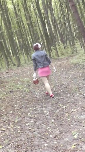 Powerful moment from &quot;Mommy Milf walks without panties in the forest, picks mushrooms.&quot;