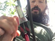 Big Cumload Masturbating During Climb