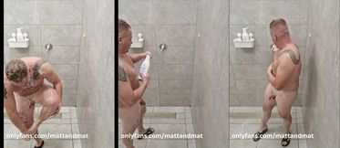 Ginger takes a shower in the gym