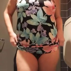 Sexy Blonde Tease Striping in Starbucks Bathroom