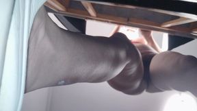 Sexy brunette doing naked chores around the house.