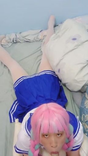 A taiwanese femboy cosplay hololive aqua blowjob