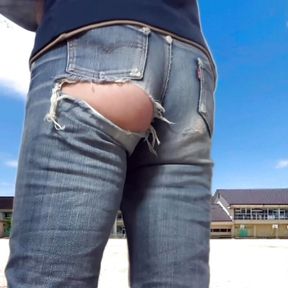 Am I a pervert wearing torn jeans and showing my ass? Boots Masturbation Secret Academy