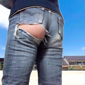 Am I a pervert wearing torn jeans and showing my ass? Boots Masturbation Secret Academy