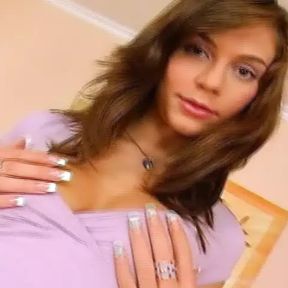 Cute German brunette dildoing her shaved and pierced pussy