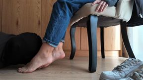 Feet, socks and nike sneakers worship before leaving