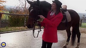 Classy Mama Playing With Herself In A Barn With Judi