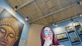 Chia with Color Hair Dances Sexy Before Masturbating on Camera