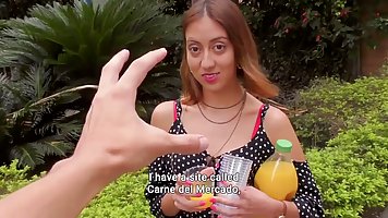 Latin babe with small tits, Victoria Bailey is wearing erotic, black stockings while having sex