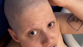 Shaved BBW slut humiliates herself with bald head and fetish fuck